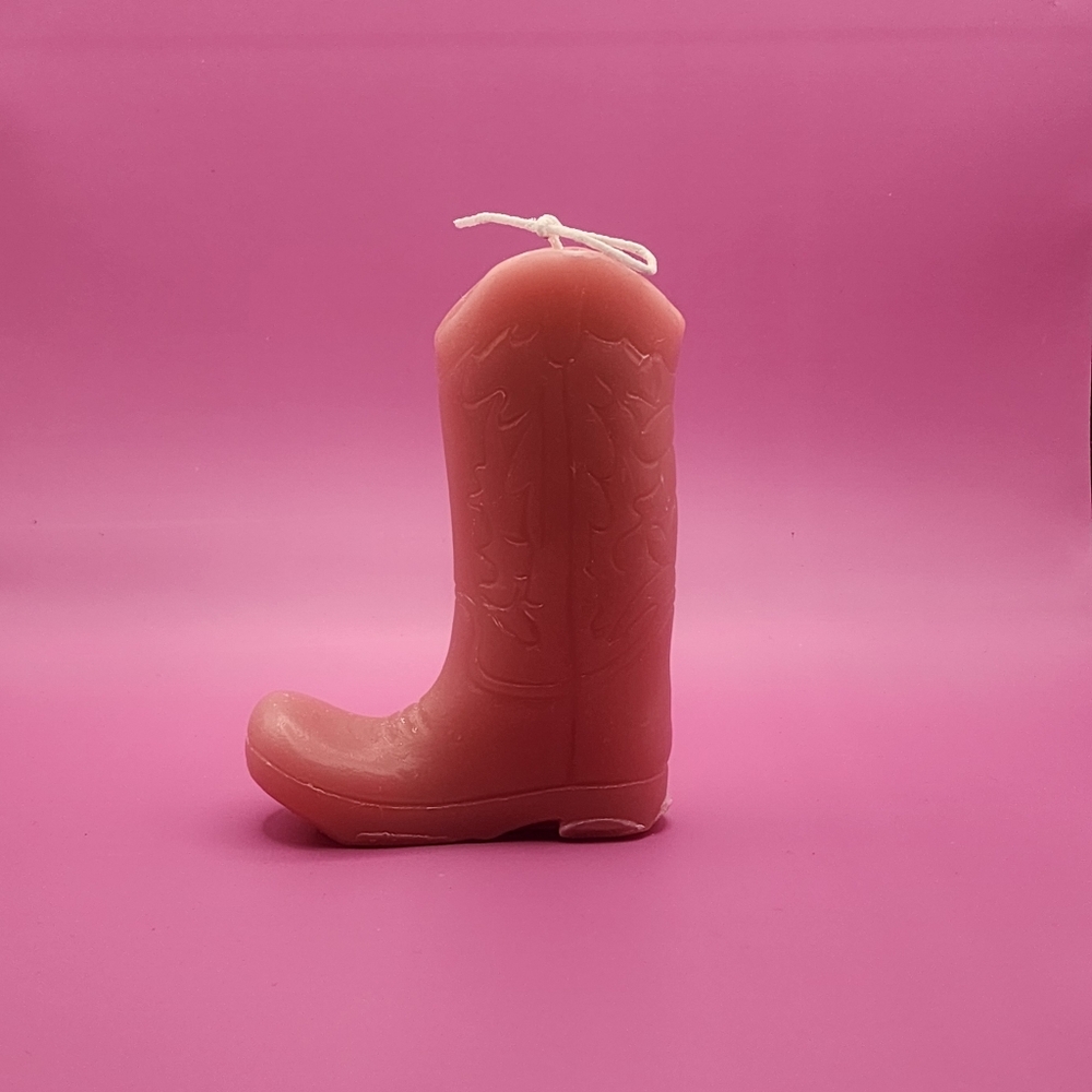 Pink Cowboy Boot Candle